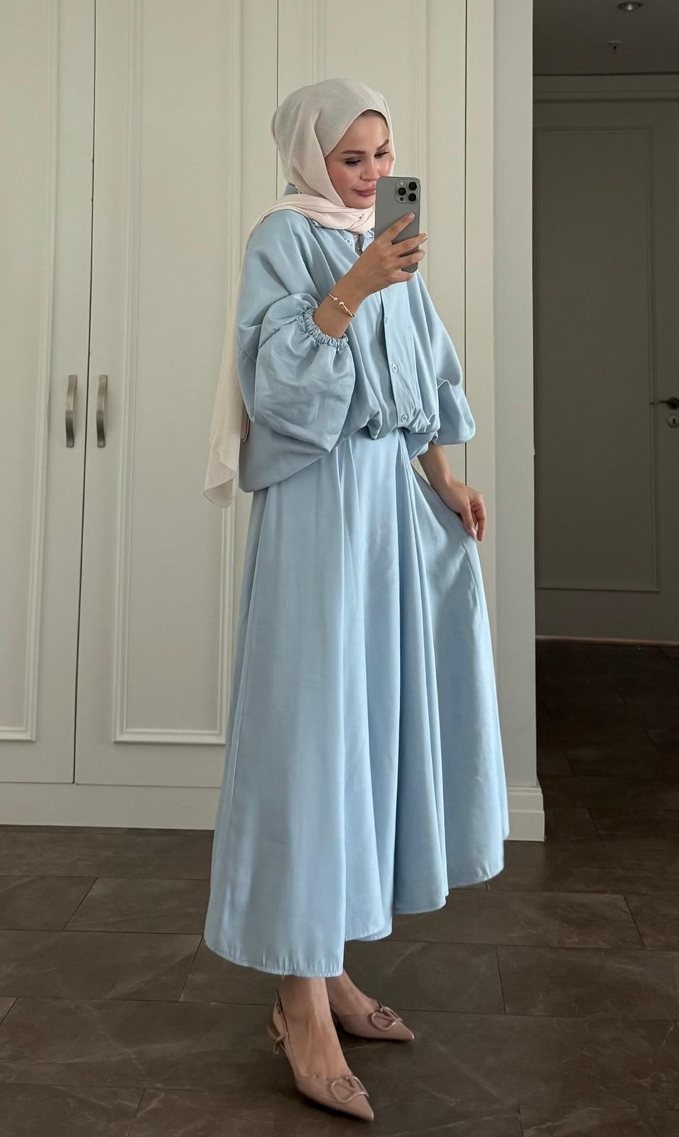 Buğlem Etekli Takım Mavi