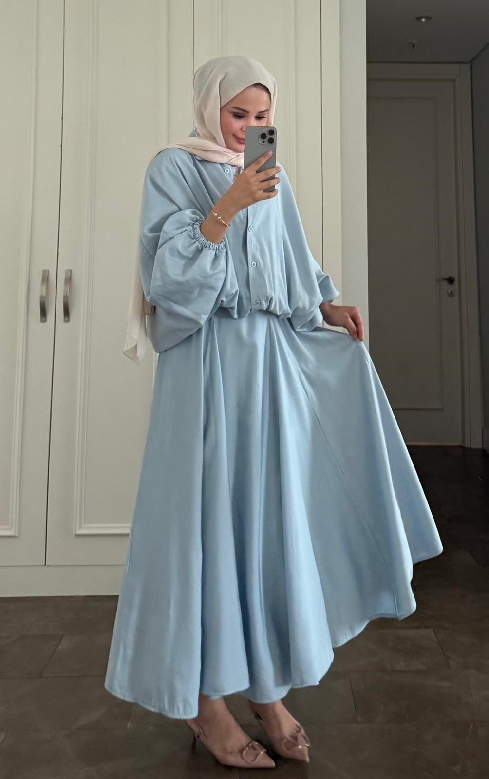 Buğlem Etekli Takım Mavi