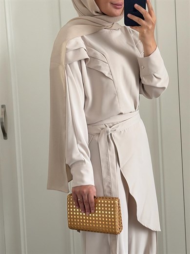 Evola Pantolonlu Takım Bej