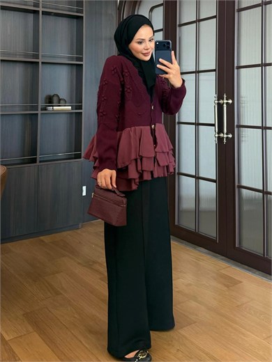 Dolly Triiko Hırka Mürdüm