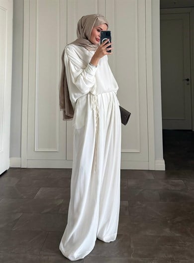 Think Pantolonlu Takım Ekru