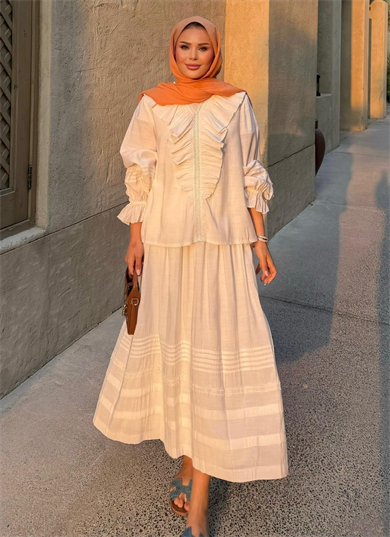 Dosha Etekli Takım Ekru