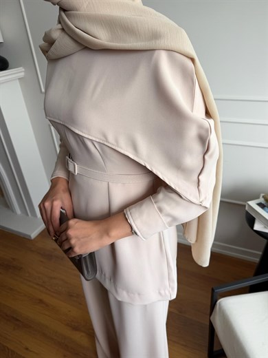 Ravel Pantolonlu Takım Bej