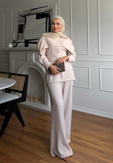 Ravel Pantolonlu Takım Bej