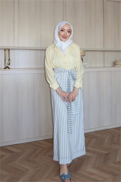 Eleven Çizgili Elbise Sarı