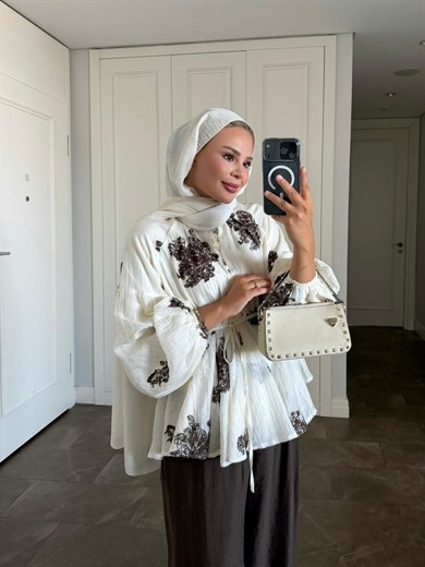Mira Pantolonlu Takım Ekru