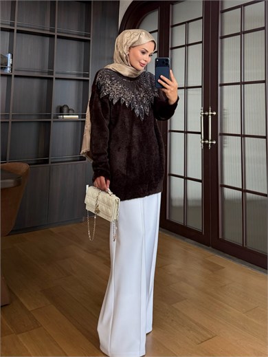 Tasarım Angora Kazak Kahve