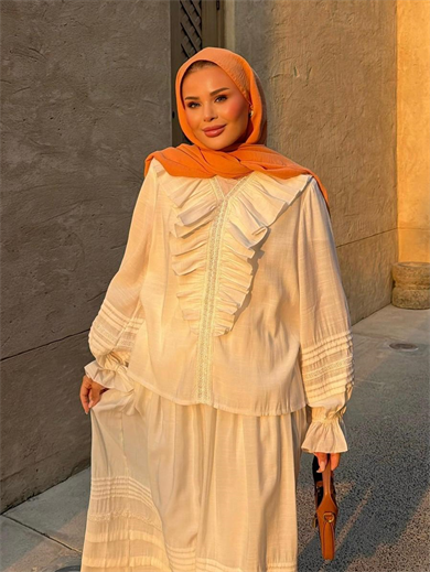 Dosha Etekli Takım Ekru