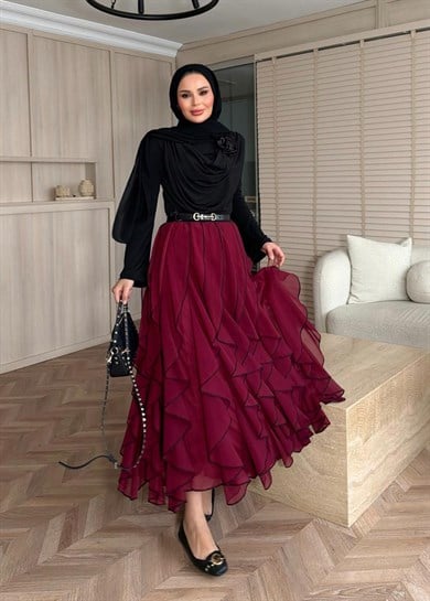 Madlen Etekli Takım Bordo