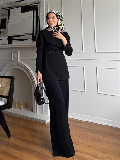 Ravel Pantolonlu Takım Siyah