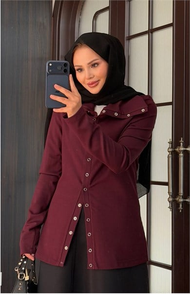 Çıtçıtlı Hırka Mürdüm