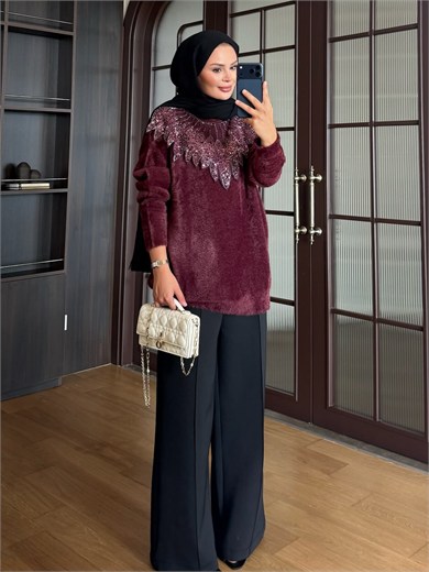 Tasarım Angora Kazak Mürdüm
