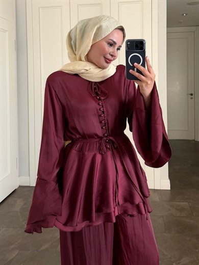 Swap Pantolonlu Takım Bordo