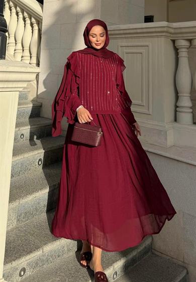 Mia Etekli Takım Bordo 