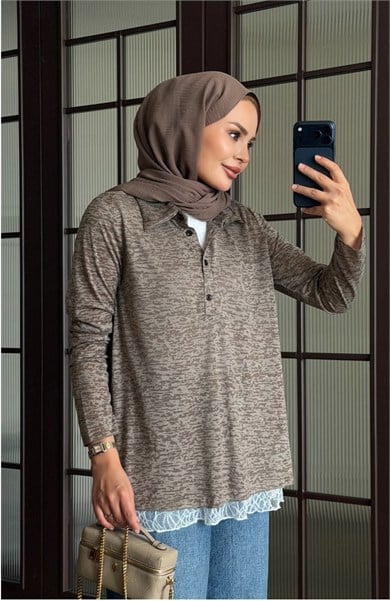 Dantel Detaylı Body Kahve