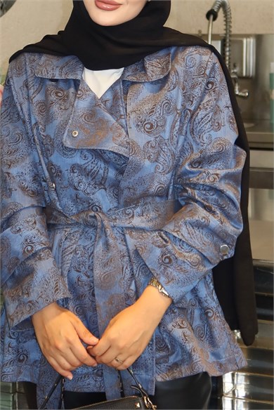 Etro Desen Denim Ceket Mavi