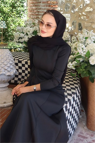 Scuba Elbise Siyah