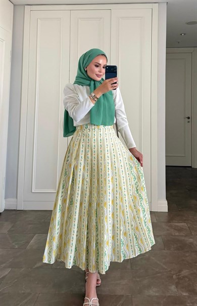 Lokal Çiçekli Etekli Takım Sarı