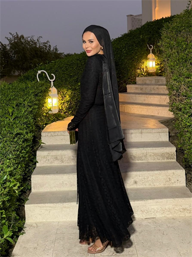 Bambi Dantelli Elbise Siyah 