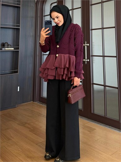 Dolly Triiko Hırka Mürdüm