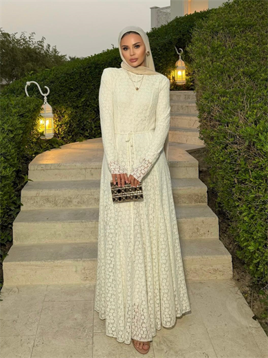 Bambi Dantelli Elbise Ekru