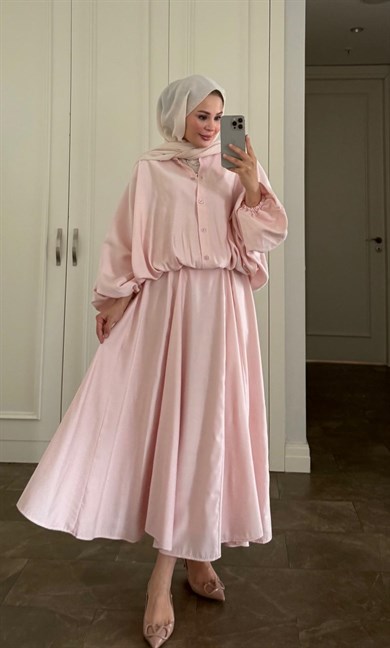 Buğlem Etekli Takım Pembe