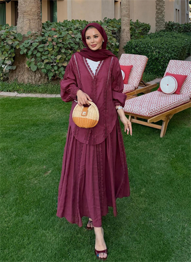 Efru Etekli Takım Bordo