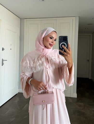 İvana Pantolonlu Takım Pembe 