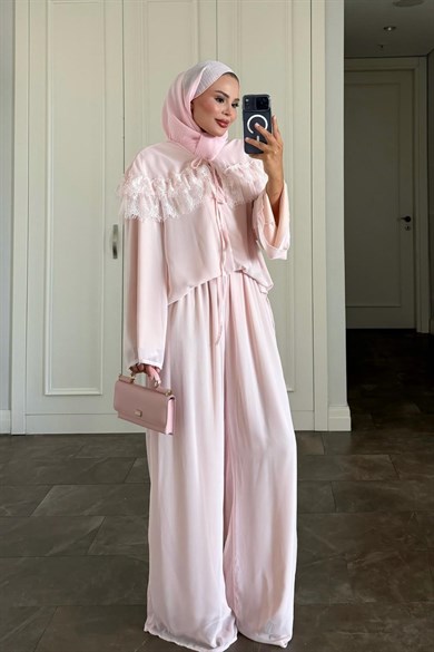 İvana Pantolonlu Takım Pembe 
