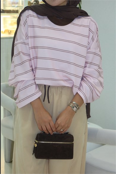 Basic Sweatshirt Pembe Kahve
