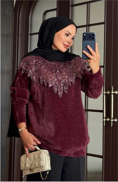 Tasarım Angora Kazak Mürdüm