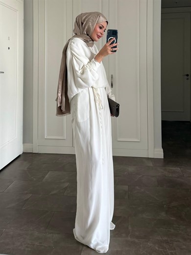 Think Pantolonlu Takım Ekru