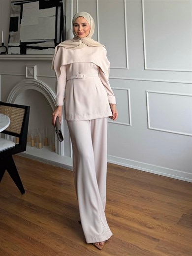 Ravel Pantolonlu Takım Bej