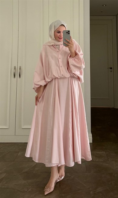 Buğlem Etekli Takım Pembe