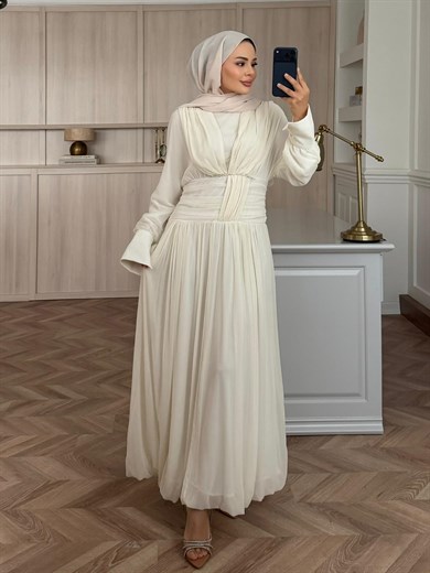 Basel Elbise Ekru 
