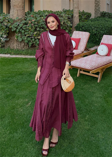 Efru Etekli Takım Bordo