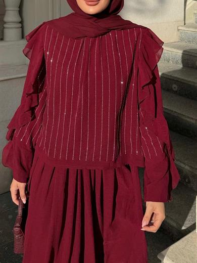 Mia Etekli Takım Bordo 