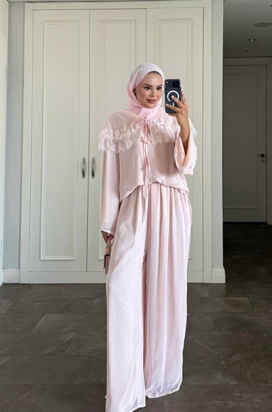 İvana Pantolonlu Takım Pembe 