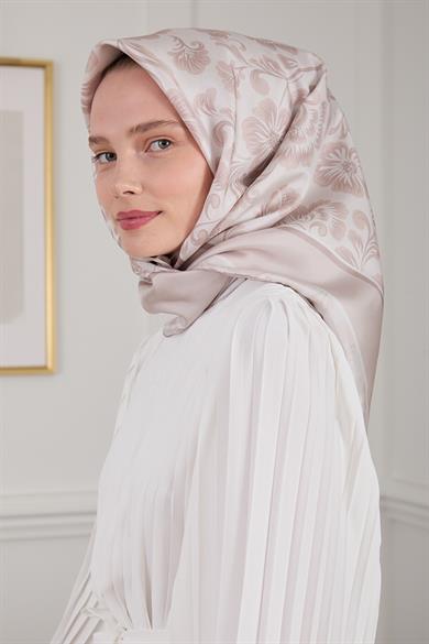 BOTANİK TWİLL İPEK EŞARP BEJ