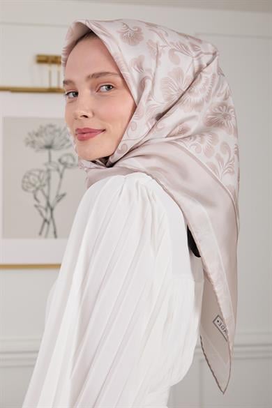 BOTANİK TWİLL İPEK EŞARP BEJ