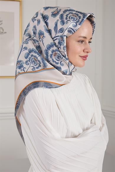 BOTANİK TWİLL İPEK EŞARP MAVİ 