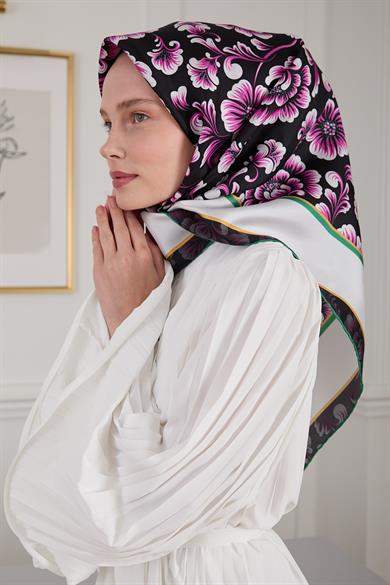BOTANİK TWİLL İPEK EŞARP SİYAH