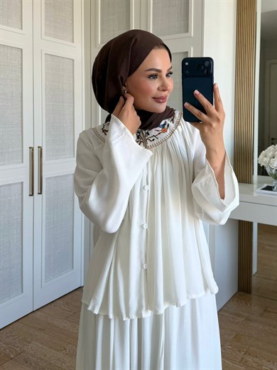 Alaçatı Etekli Takım Ekru