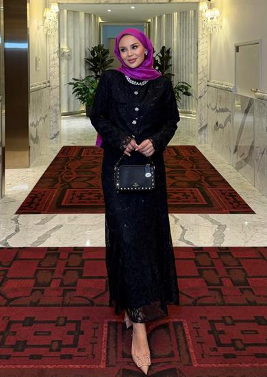 İthal Dantelli Etekli Takım Siyah 