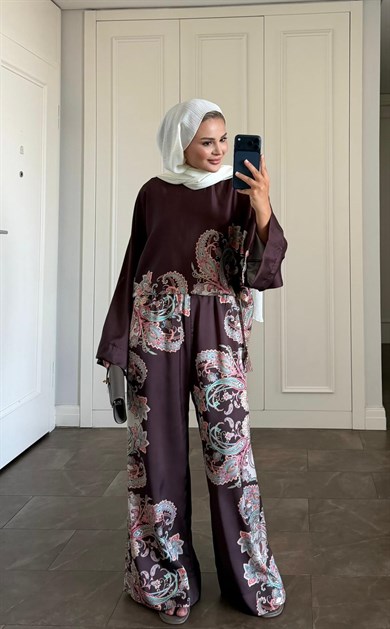 Lilyum Pantolonlu Takım Kahve 