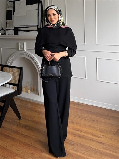 Ravel Pantolonlu Takım Siyah