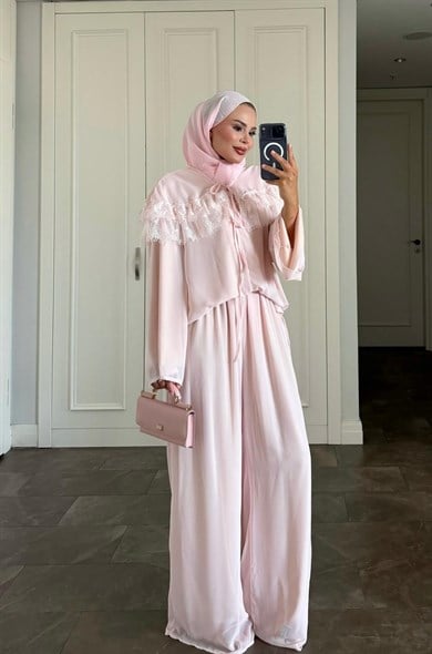 İvana Pantolonlu Takım Pembe 