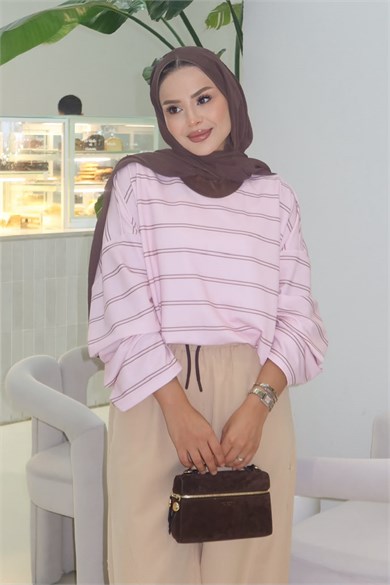 Basic Sweatshirt Pembe Kahve