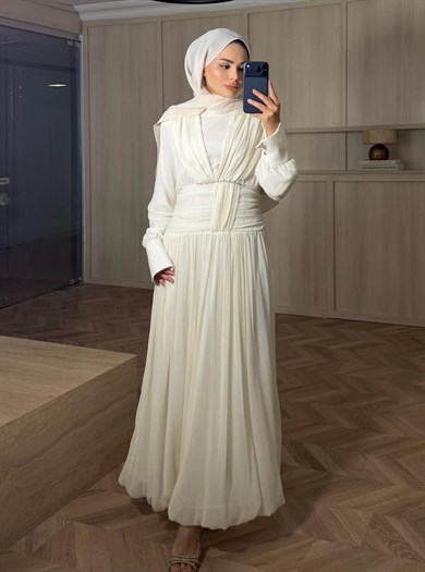 Basel Elbise Ekru 
