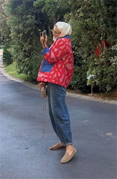 Modern Camo Ceket Kırmızı